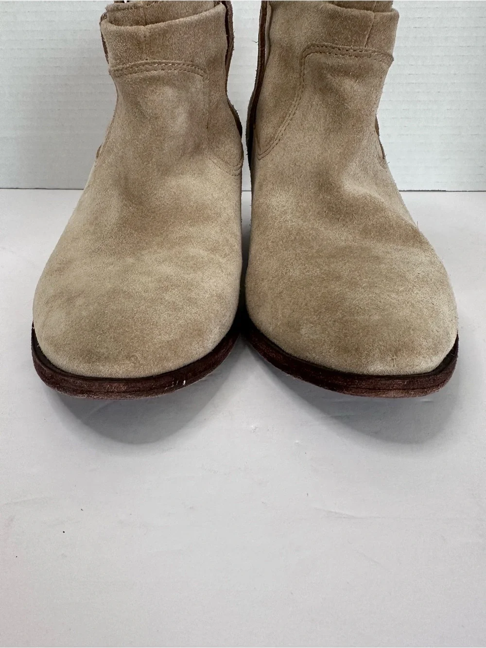 Joie suede ankle western bootie beige sz 8.5 boho cowgirl
